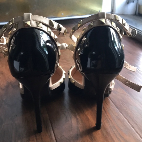 COPY - Gold Stud Strappy Ankle T-Strap Stiletto H… - Picture 2 of 5